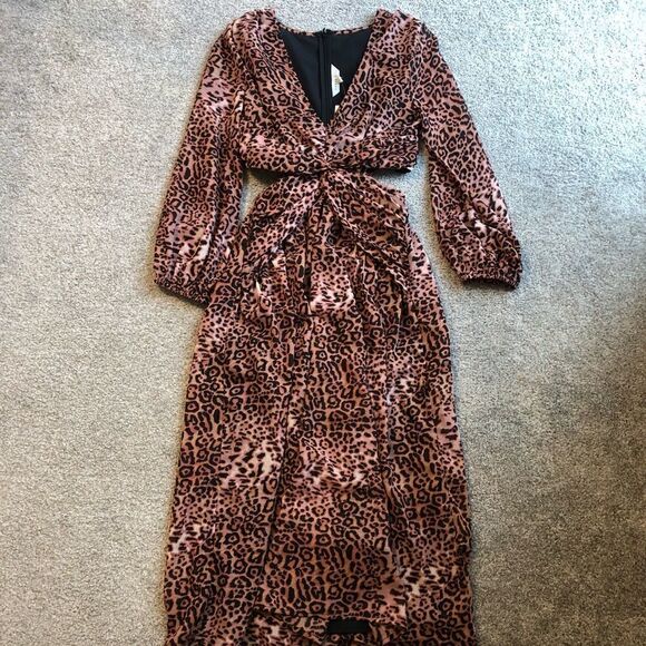 NWT ANTHROPOLOGIE Ranna Hill Floral Leopard Print Cut Out Midi Dress Size XS - Picture 16 of 16